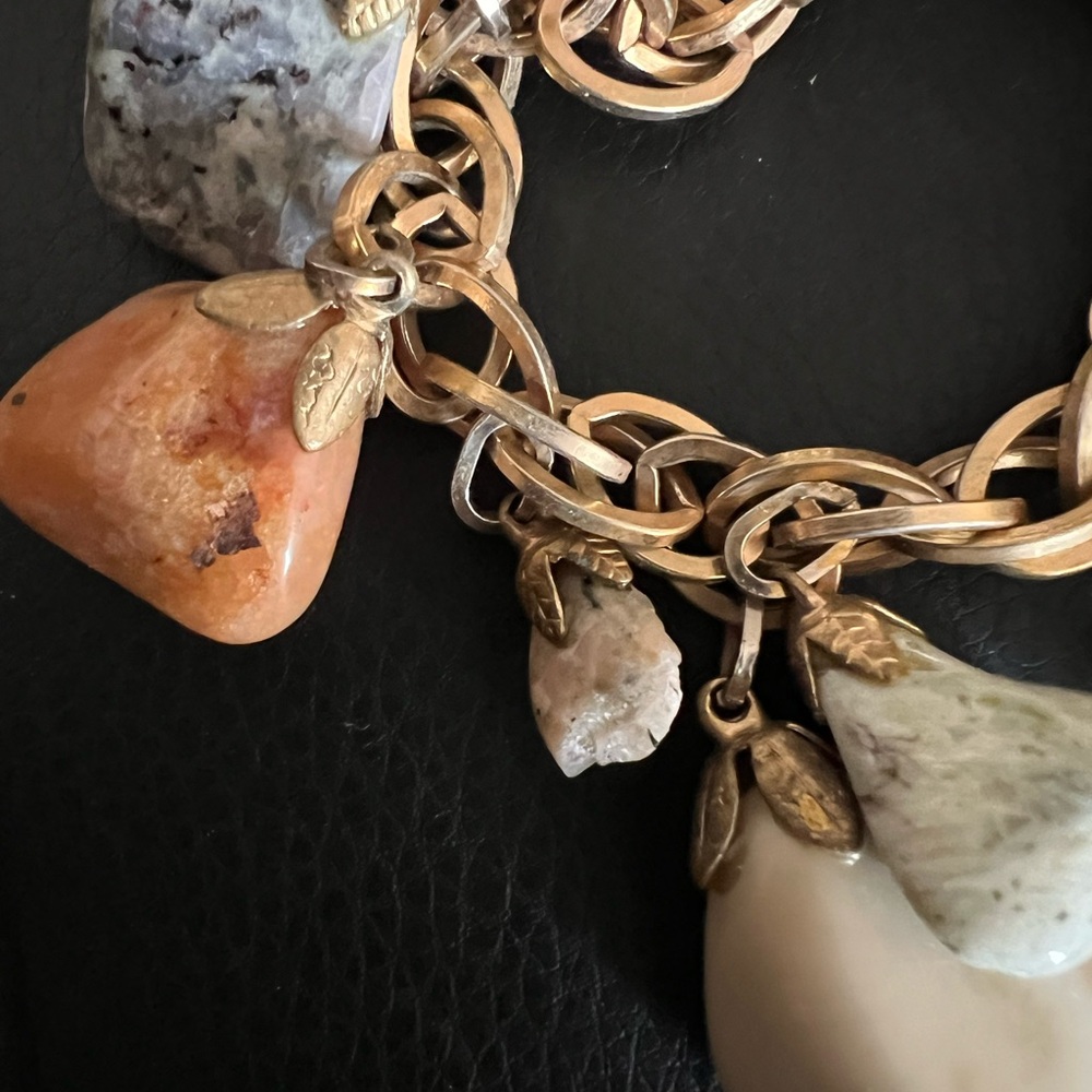 Vintage 1970s Chunky Multi-Stone Charm Bracelet - Picture 4 of 4